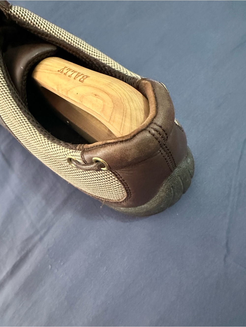 Bally Brown Leather & Beige Mesh Slip-On Loafers - Picture 7 of 9